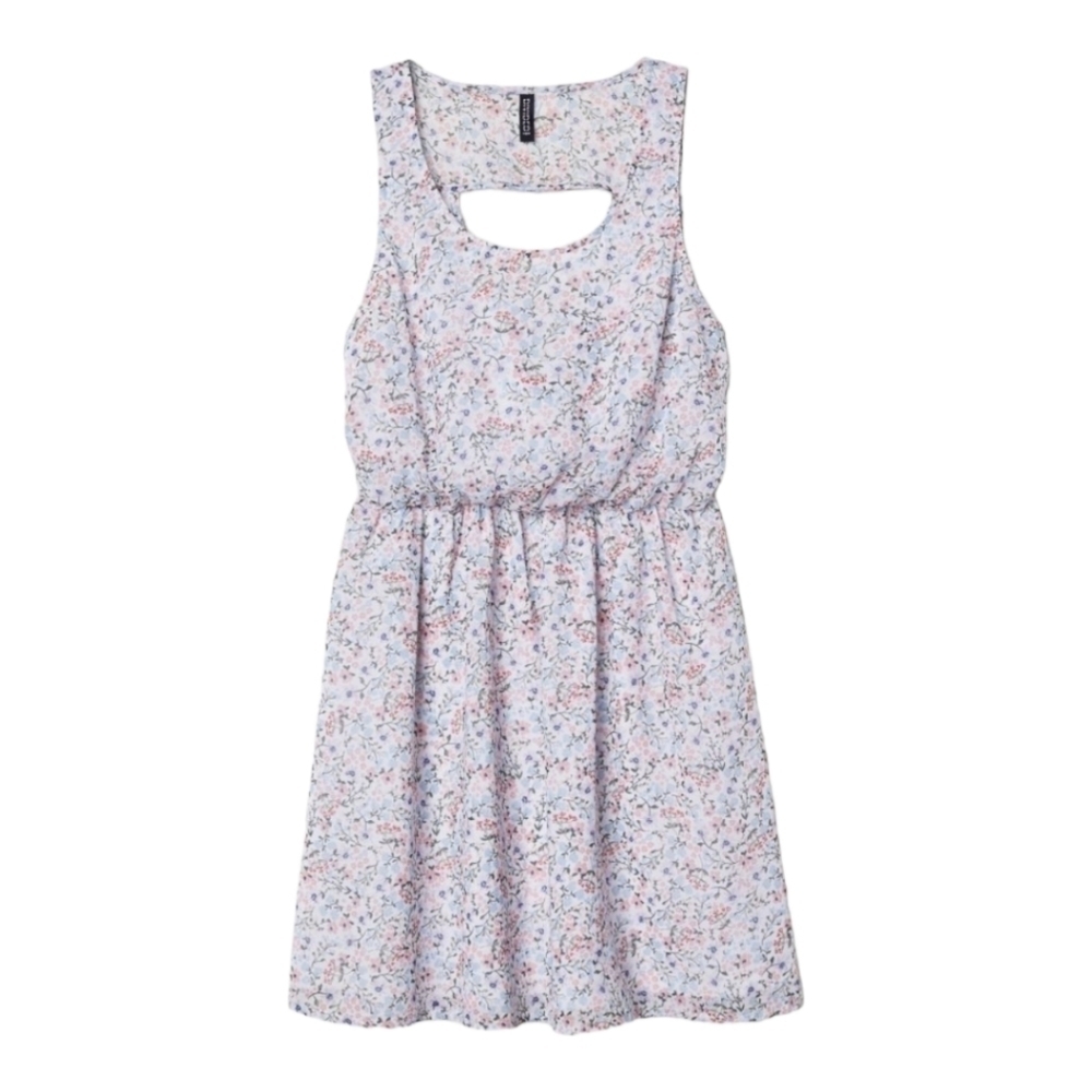 H&M floral, elastic waist, cut out back, mini dress, size 8 Summer - Picture 2 of 7